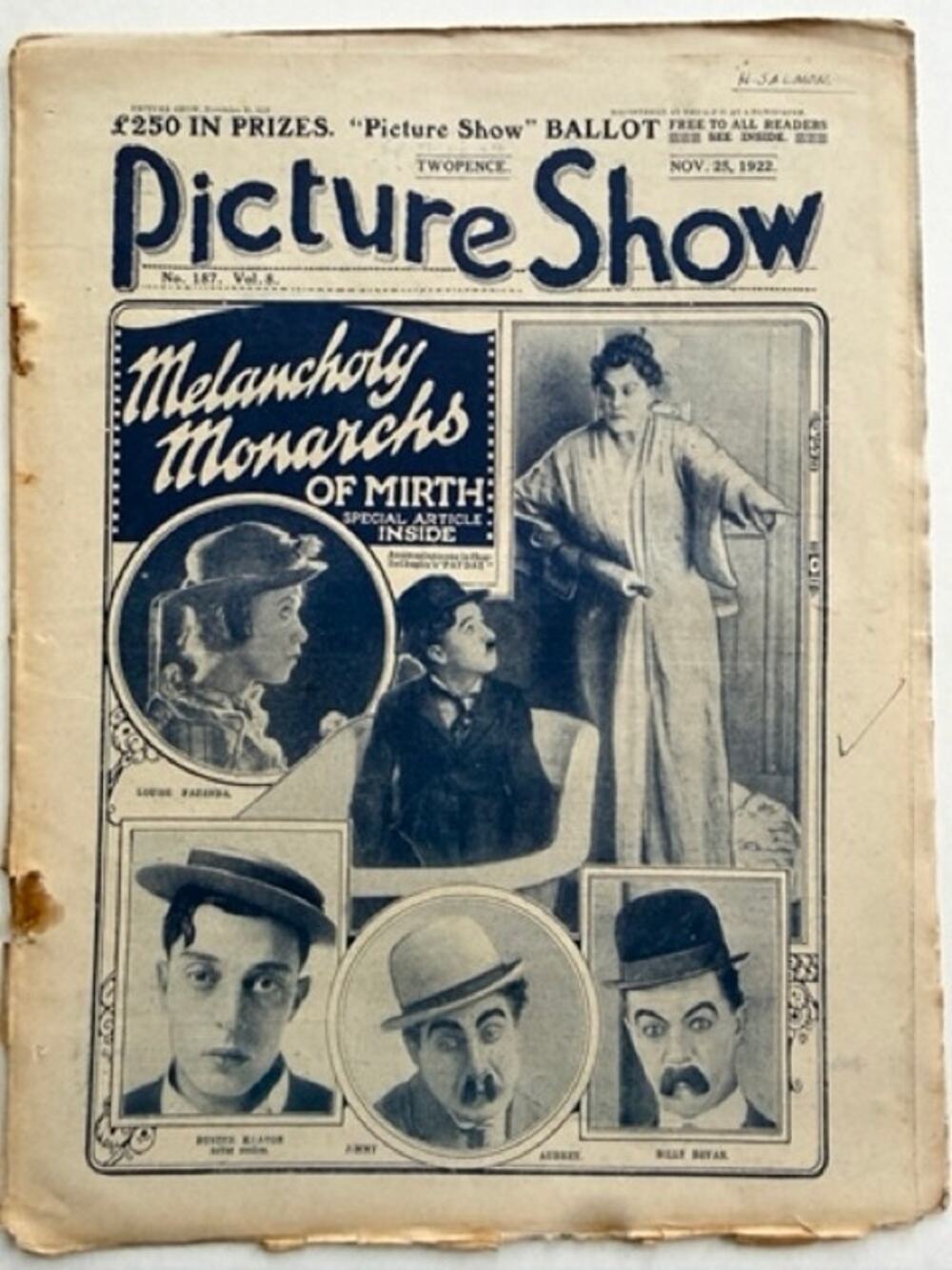 RARE UK Picture Show 1922 Charlie Chaplin Magazine Harold Lloyd Charles Chaplin